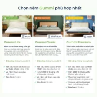 Nệm cao su thiên nhiên Gummi Classic thế hệ mới dày 5/10/15cm